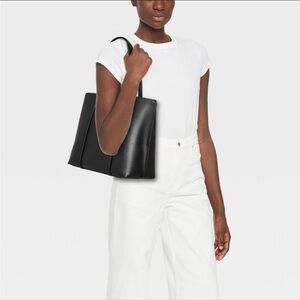 A New Day Black Triple Compartment Work Tote Handbag NWOT